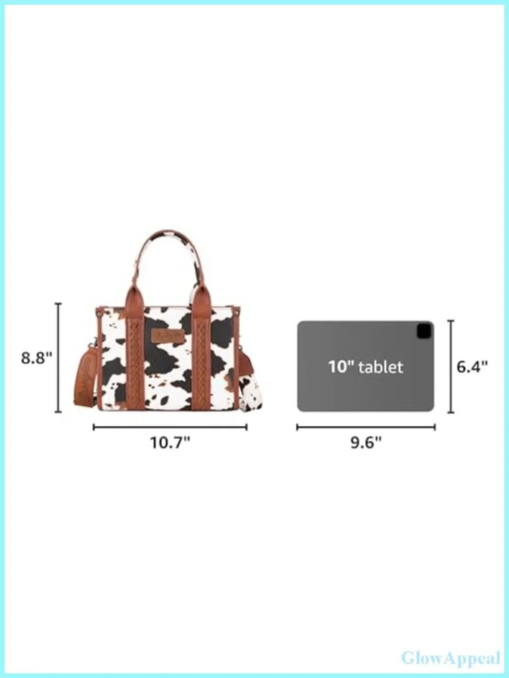 Cow Print Faux Leather Tote Satchel with Signature Strap for Women